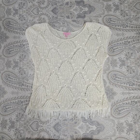 Lilly Pulitzer Cassis crochet top Shell out crochet Sz M Resort Wear Beachy - Picture 3 of 7